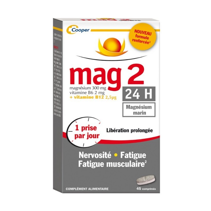Mag 2 Magnésium marin 24H 45 comprimés 