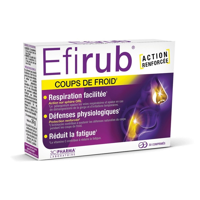 3C Pharma Efirub Comprimés Coups de froid 30 comprimés 