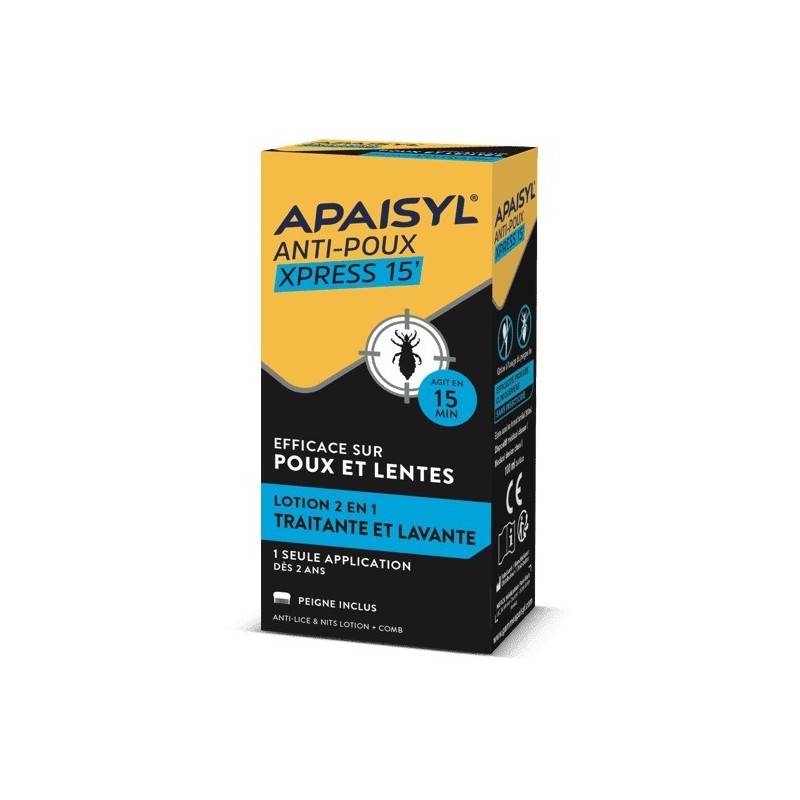 APAISYL® Anti-Poux Xpress 15’ lotion et peigne  
