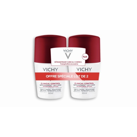 Vichy Déodorant Clinical Control 96H roll-on lot de 2x50 ml 