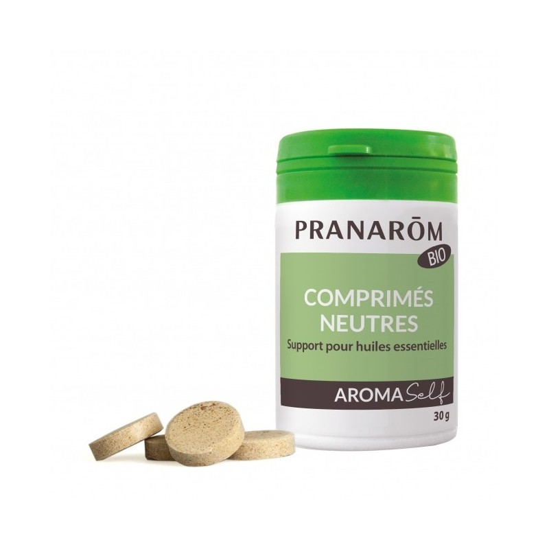 Pranarôm Aromaself 30 Comprimés Neutres Bio support pour huiles essentielles 