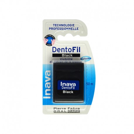 Inava Dentofil black fil dentaire à la chlorhexidine - 50 m