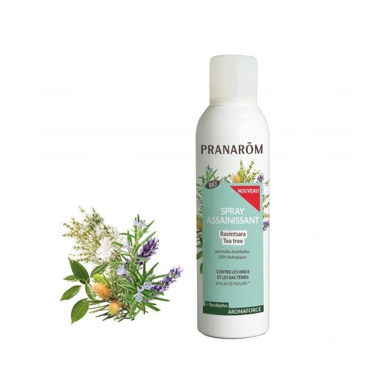 Pranarôm Spray assainissant Ravintsara Tea tree Aromaforce Bio 150 ml 