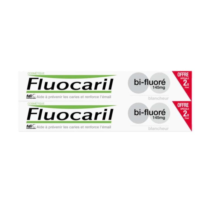 Fluocaril Dentifrice blancheur bi-fluoré 145mg lot 2x75 ml 