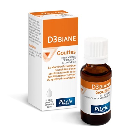 Pileje D3 Biane Vitamine D Flacon compte-goutte 20 ml 