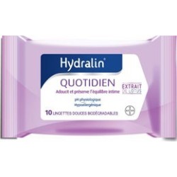 Hydralin Quotidien 10 Lingettes douces biodégradables 