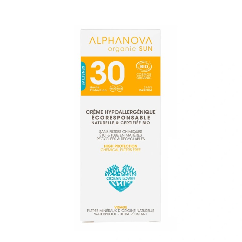 Alphanova Organic Sun Crème solaire Visage peaux sensibles SPF30 50g