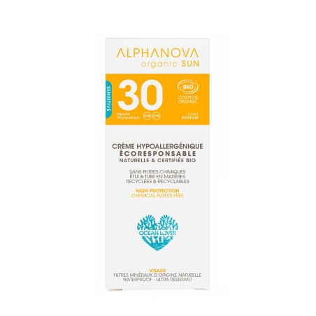Alphanova Organic Sun Crème solaire Visage peaux sensibles SPF30 50g