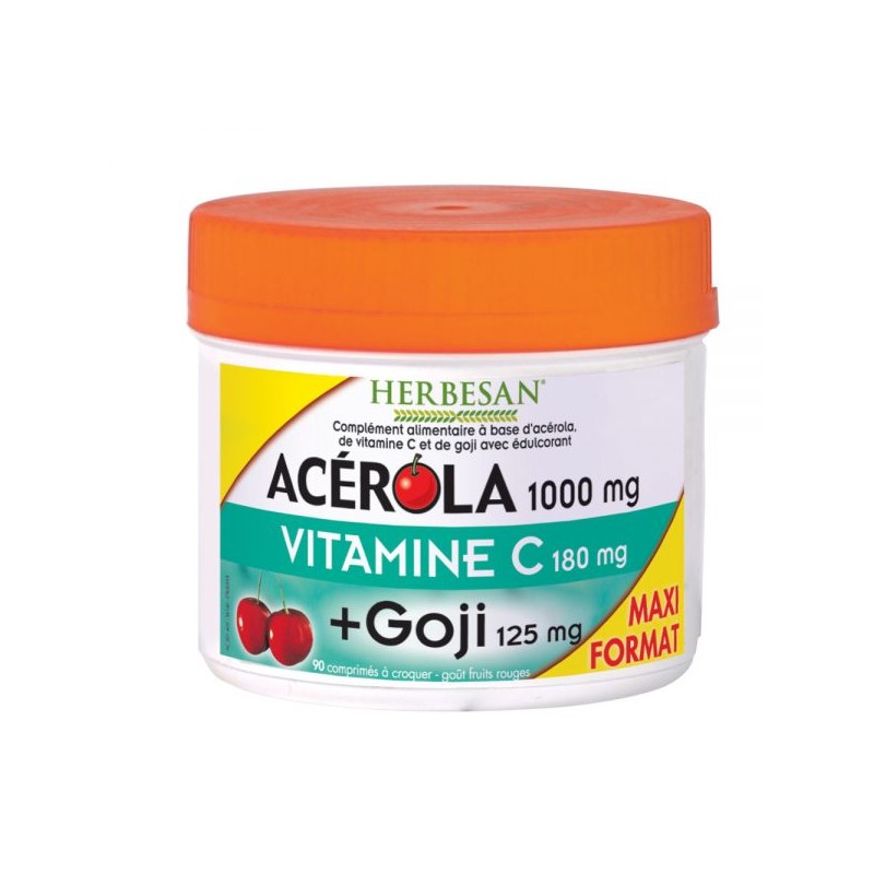 Herbesan Acérola + Vitamine C + Goji 90 comprimés