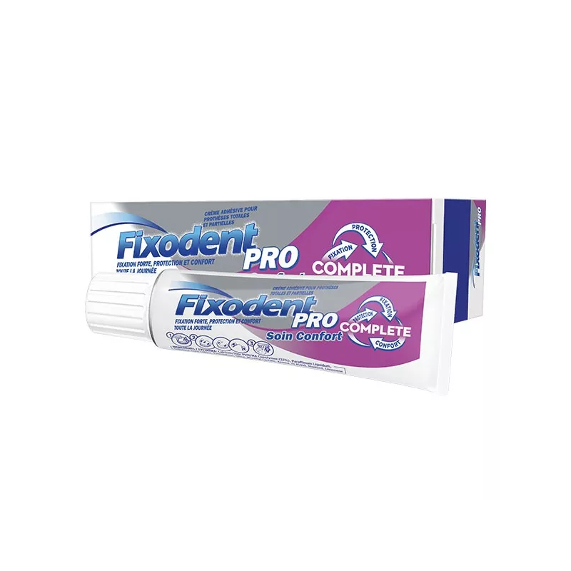 Fixodent Pro Crème Adhésive - Soin Confort pour Prothèses Dentaires 47g