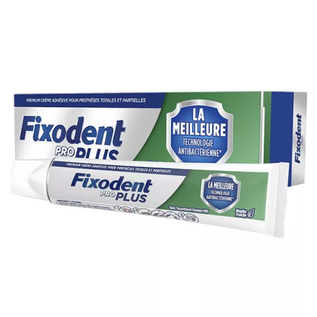Fixodent Pro Plus Crème Adhésive Antibactérienne pour Prothèses dentaires 40g