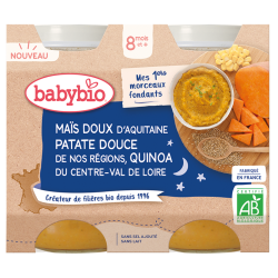 Babybio Menu du Soir Maïs, Patates douces & Quinoa 2x200g