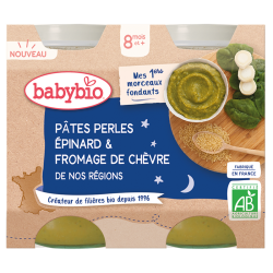 Babybio Menu du Soir Pâtes, Epinards & Fromage de Chèvre 2x200g