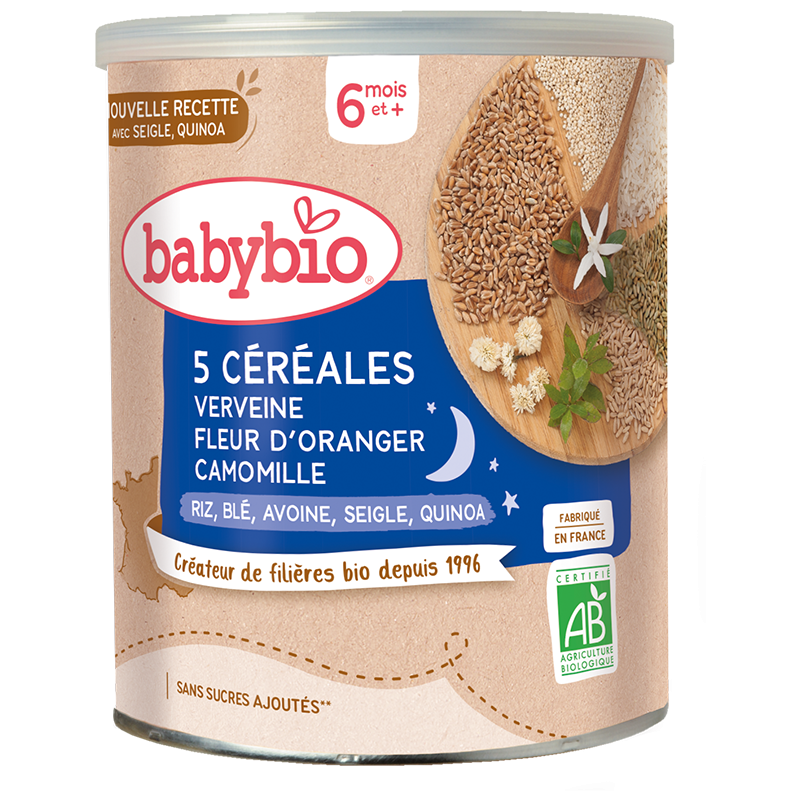 Babybio 5 Céréales Verveine, Fleur d'Oranger et Camomille 220g