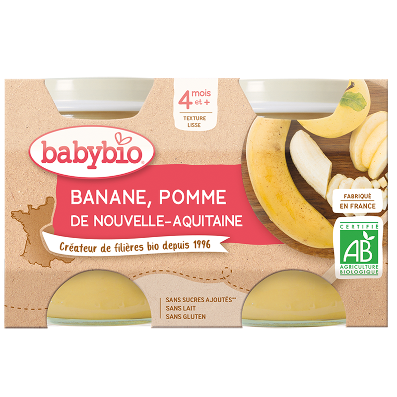 Babybio Petits Pots Pomme & Banane 2x130g