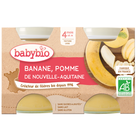 Babybio Petits Pots Pomme & Banane 2x130g