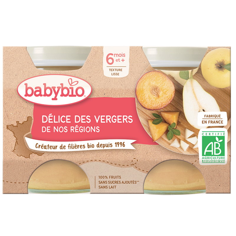 Babybio Petits Pots Délice des Vergers de nos Régions 2x130g