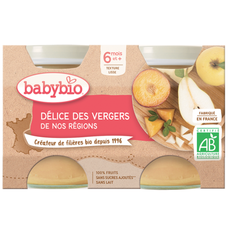 Babybio Petits Pots Délice des Vergers de nos Régions 2x130g