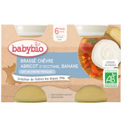 Babybio Brassé Chèvre, Abricot & Banane 2x130g