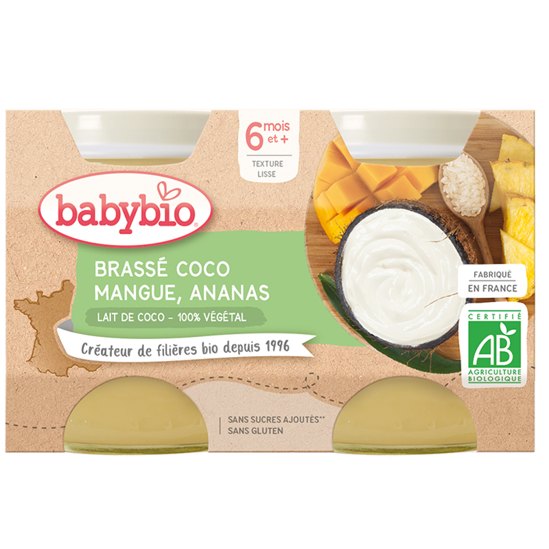 Babybio Brassé au lait de Coco, Mangue & Ananas 2x130g