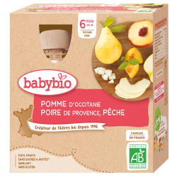Babybio Gourde Pomme, Poire & Pêche 4x90g