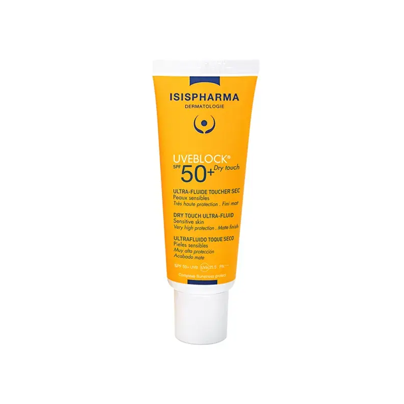 Isispharma Uveblock SPF50+ Dry Touch Fluide Solaire Visage Toucher Sec Teinte Invisible 40ml