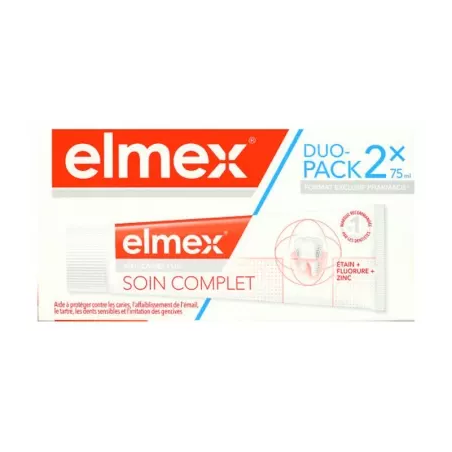 Elmex Dentifrice Soin Complet Anti-Caries Plus Lot de 2 x 75ml